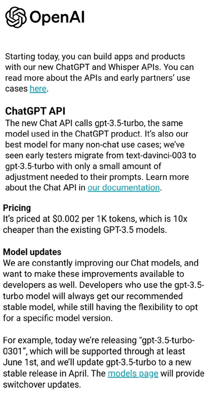 OpenAI开放ChatGPT API：2分钱700字 人工智能AI ChatGPT 微新闻 第1张